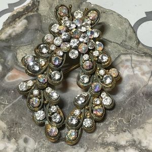 Vintage ab rhinestone brooch